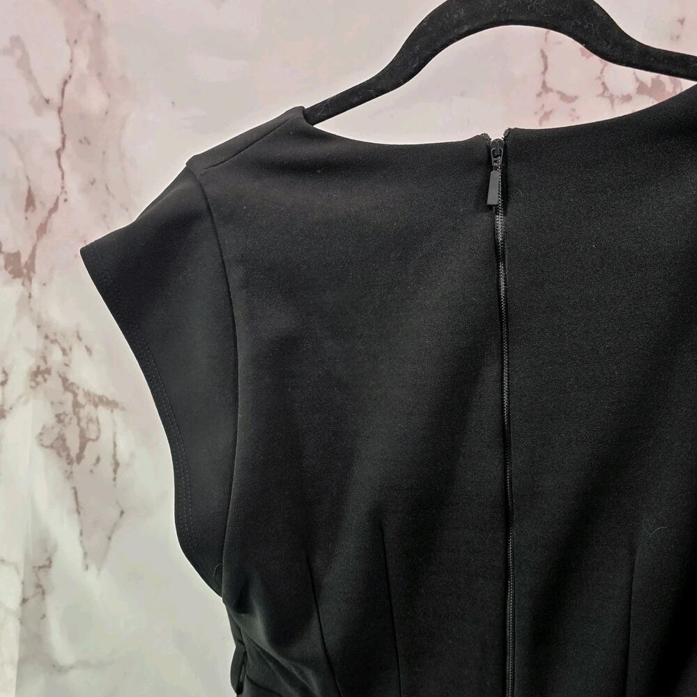 Calvin Klein Jumpsuit Womens 12 Black Short Sleeve Pants Suit V Neck Straight - Picture 6 of 11